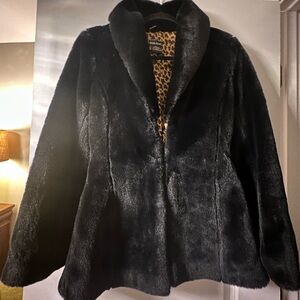 Black Faux Fur Women's Coat